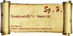 Szekretár Henrik névjegykártya